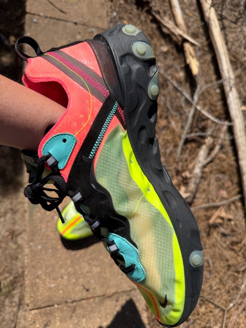 Nike React Element 87 Hyper Fusion Volt Pink Aurora AQ1090-700 men’s sneakers - Picture 4 of 8